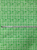 Italian Printed Squares on Lightweight Jacquard Brocade - Green / Off-White