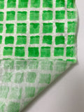 Italian Printed Squares on Lightweight Jacquard Brocade - Green / Off-White