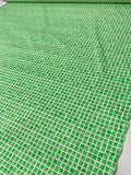 Italian Printed Squares on Lightweight Jacquard Brocade - Green / Off-White