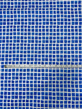 Italian Printed Squares on Lightweight Jacquard Brocade - Blue / Off-White
