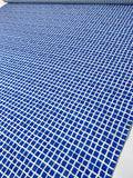 Italian Printed Squares on Lightweight Jacquard Brocade - Blue / Off-White