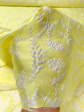 Floral Stems Reversible Lightweight Jacquard Brocade - Yellow / White