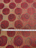 Italian Holographic Circle Medallion Tapestry-Like Brocade - Magenta / Gold / Multicolor