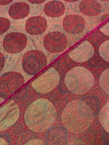 Italian Holographic Circle Medallion Tapestry-Like Brocade - Magenta / Gold / Multicolor