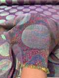 Italian Holographic Circle Medallion Tapestry-Like Brocade - Purple / Multicolor