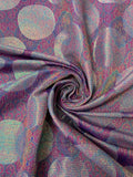 Italian Holographic Circle Medallion Tapestry-Like Brocade - Purple / Multicolor
