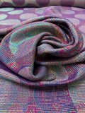 Italian Holographic Circle Medallion Tapestry-Like Brocade - Purple / Multicolor