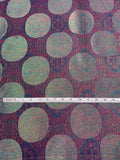 Italian Holographic Circle Medallion Tapestry-Like Brocade - Purple / Multicolor