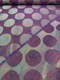 Italian Holographic Circle Medallion Tapestry-Like Brocade - Purple / Multicolor