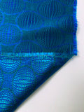 French Globe Spheres Jacquard Brocade - Blue / Teal Green