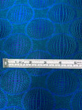 French Globe Spheres Jacquard Brocade - Blue / Teal Green