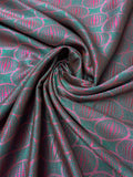 French Globe Spheres Jacquard Brocade - Magenta / Teal Green