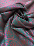 French Globe Spheres Jacquard Brocade - Magenta / Teal Green