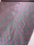 French Globe Spheres Jacquard Brocade - Magenta / Teal Green