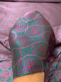 French Globe Spheres Jacquard Brocade - Magenta / Teal Green