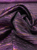 Italian Streak Striped Metallic Brocade - Purples / Copper