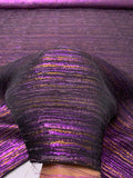 Italian Streak Striped Metallic Brocade - Purples / Copper