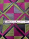 Italian Geometric Lattice Brocade - Dark Magenta / Lime Green / Black