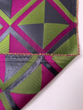 Italian Geometric Lattice Brocade - Dark Magenta / Lime Green / Black