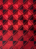 Italian Geometric Lattice Brocade - Red / Black