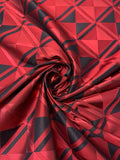 Italian Geometric Lattice Brocade - Red / Black