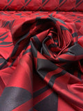 Italian Geometric Lattice Brocade - Red / Black