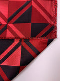 Italian Geometric Lattice Brocade - Red / Black