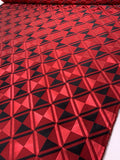 Italian Geometric Lattice Brocade - Red / Black