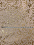 Italian Graphic Basketweave Metallic Brocade - Gold / Pale Blush Pink