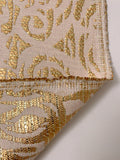 Italian Graphic Basketweave Metallic Brocade - Gold / Pale Blush Pink