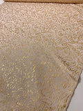 Italian Graphic Basketweave Metallic Brocade - Gold / Pale Blush Pink