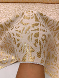 Italian Graphic Basketweave Metallic Brocade - Gold / Pale Blush Pink