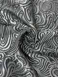 Italian Large-Scale Swirl Lines Brocade - Silver / Black
