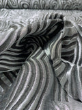 Italian Large-Scale Swirl Lines Brocade - Silver / Black