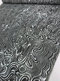 Italian Large-Scale Swirl Lines Brocade - Silver / Black