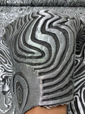 Italian Large-Scale Swirl Lines Brocade - Silver / Black