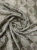 Circle Design Novelty Brocade - Pewter / Silver