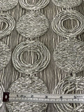 Circle Design Novelty Brocade - Pewter / Silver