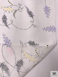 Dainty Leaf Vine Swirl Printed Chiffon - White / Black / Lavender / Yellow