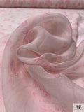 Floral Inspired Printed Chiffon - Baby Pink / White