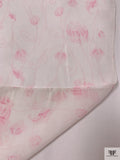Floral Inspired Printed Chiffon - Baby Pink / White