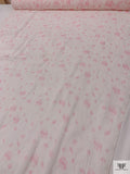Floral Inspired Printed Silk Chiffon - Baby Pink / White