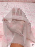 Floral Inspired Printed Chiffon - Baby Pink / White