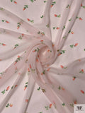 Ditsy Floral Printed Silk Chiffon - Muted Peach / Peach / Green