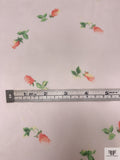 Ditsy Floral Printed Chiffon - Muted Peach / Peach / Green