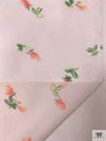 Ditsy Floral Printed Chiffon - Muted Peach / Peach / Green