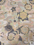 Swirling Abstract Floral Printed Chiffon - Light Sage / Grey / Nude / Yellow