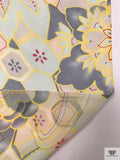 Swirling Abstract Floral Printed Chiffon - Light Sage / Grey / Nude / Yellow