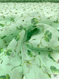 Ditsy Trailing Floral Printed Chiffon - Summer Green