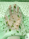 Ditsy Trailing Floral Printed Chiffon - Summer Green